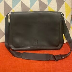 Armani Exchange  Black Leather Messenger Bag